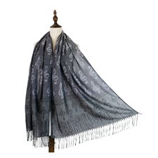 Music Gifts PS103 Silver Pashmina Scarf with Treble Clefs