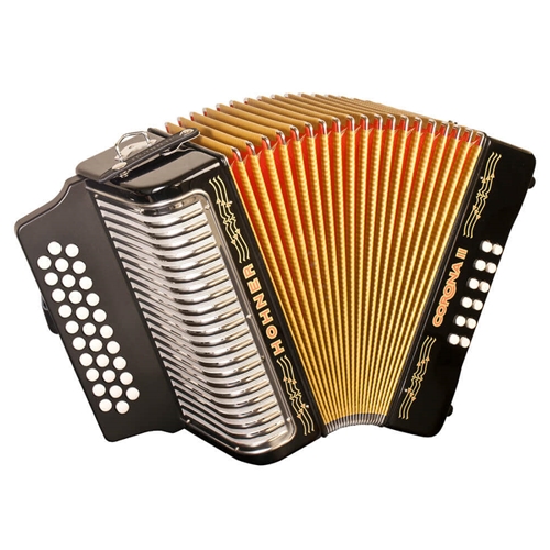 Hohner 3500GB Corona II Accordion with Plastic FIngerboard - Black Lacquer